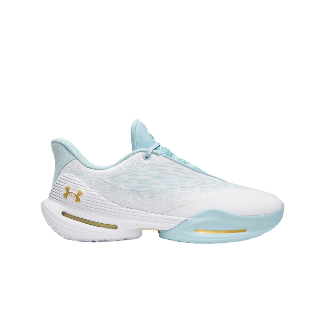 6009223-100 Under Armour UA D. Fox 3 Unisex Basketball Shoes White Opal Blue Metallic Gold