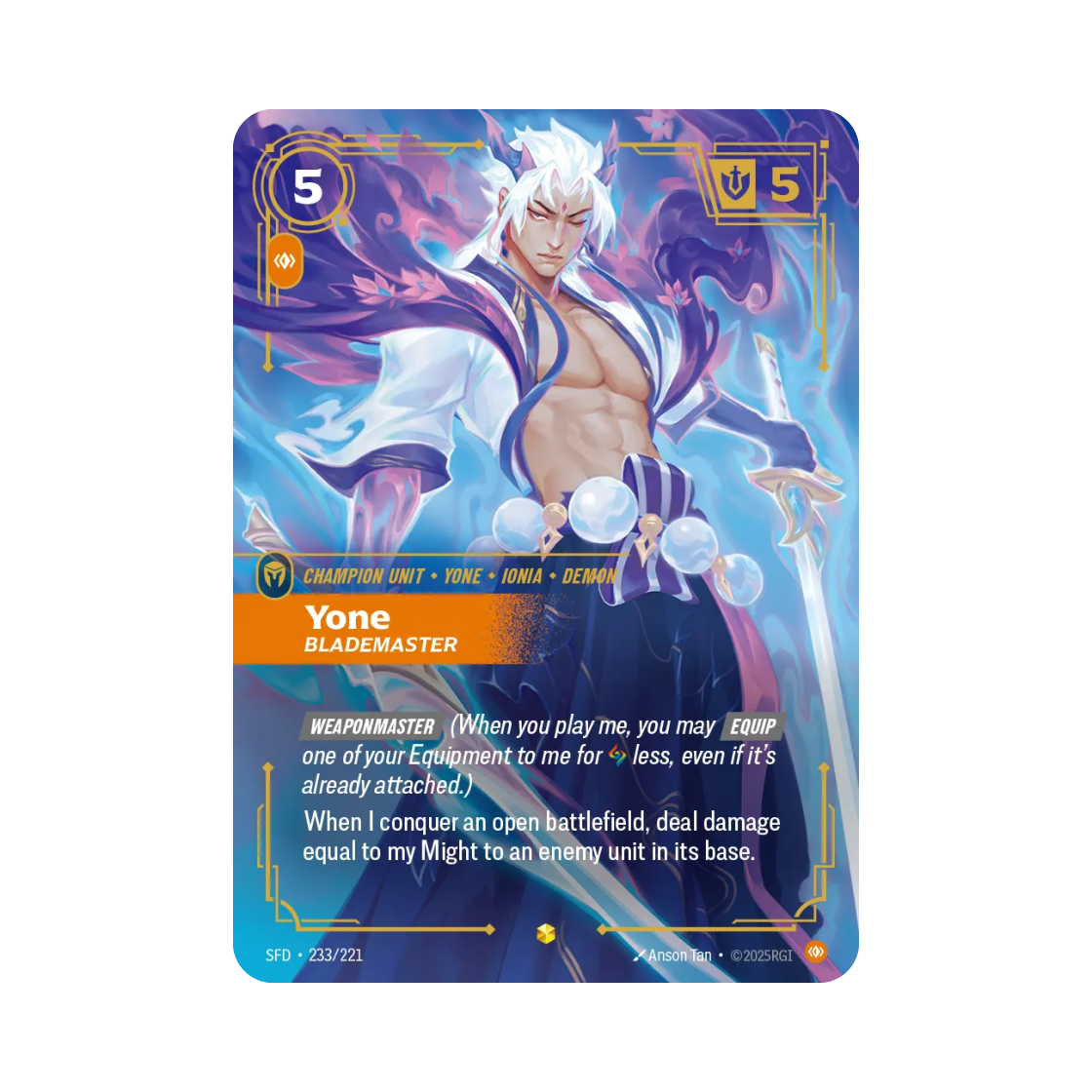 SFD-233-221-F Riftbound Yone Blademaster S O Foil Spiritforged (English Ver.)