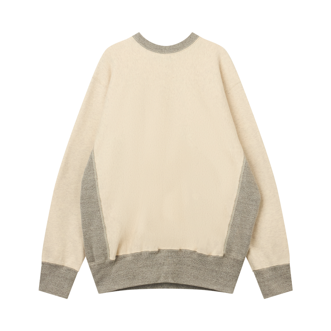오어슬로우 헤비웨이트 크로스 그레인 사이드 립 투 톤 스웨트 셔츠 에크루 위드 프린트 - 26FW(Orslow Heavyweight Cross Grain Side Rib Two Tone Sweat Shirt Ecru With Print -26FW) - 2