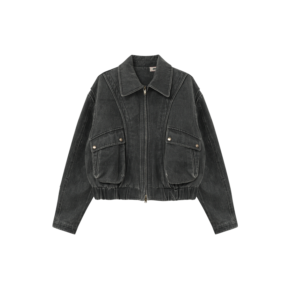 Z26S-WJK05-CH Znuz Stone Coating Crop Jumper - Charcoal