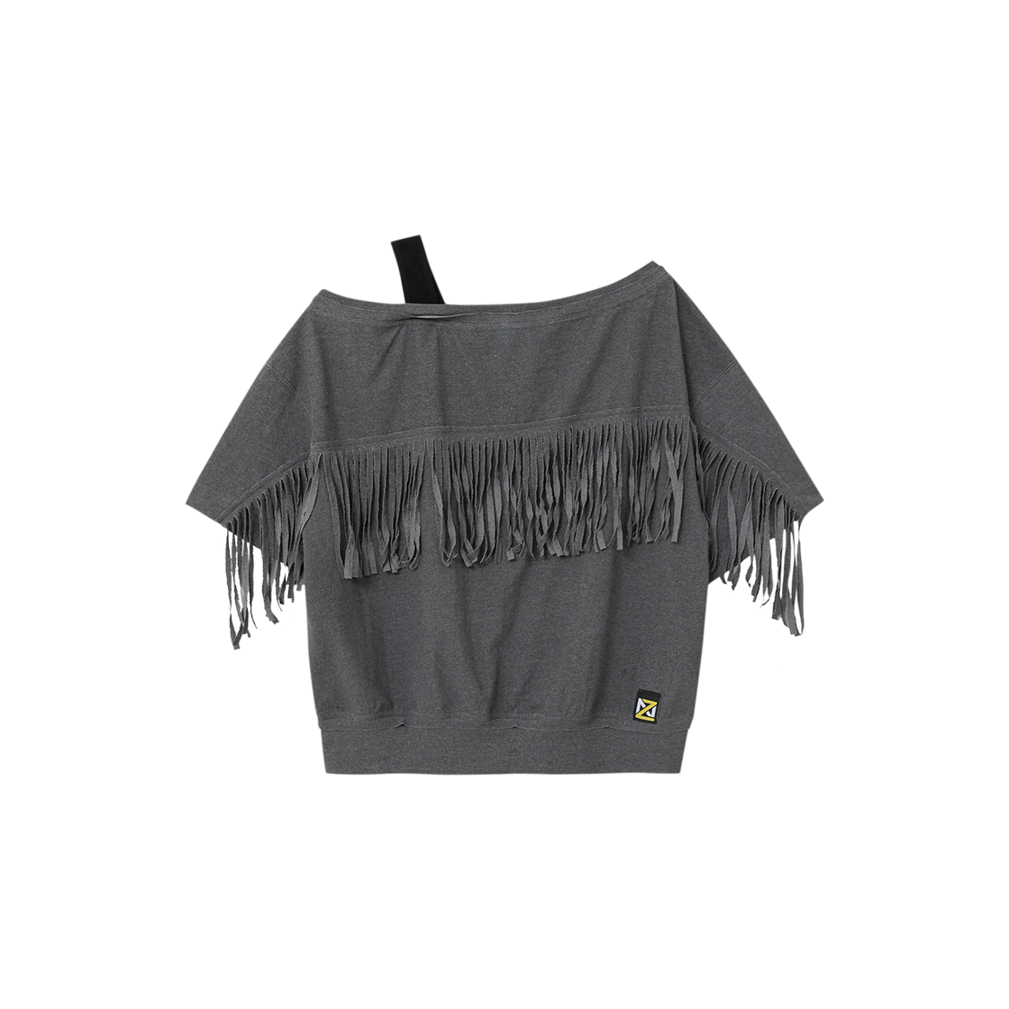 제뉴즈 드롭즈 원숄더 프린지 스웨트 티셔츠 - 차콜(Znuz Dropz One-Shoulder Fringe Sweat T-Shirt - Charcoal) - 2