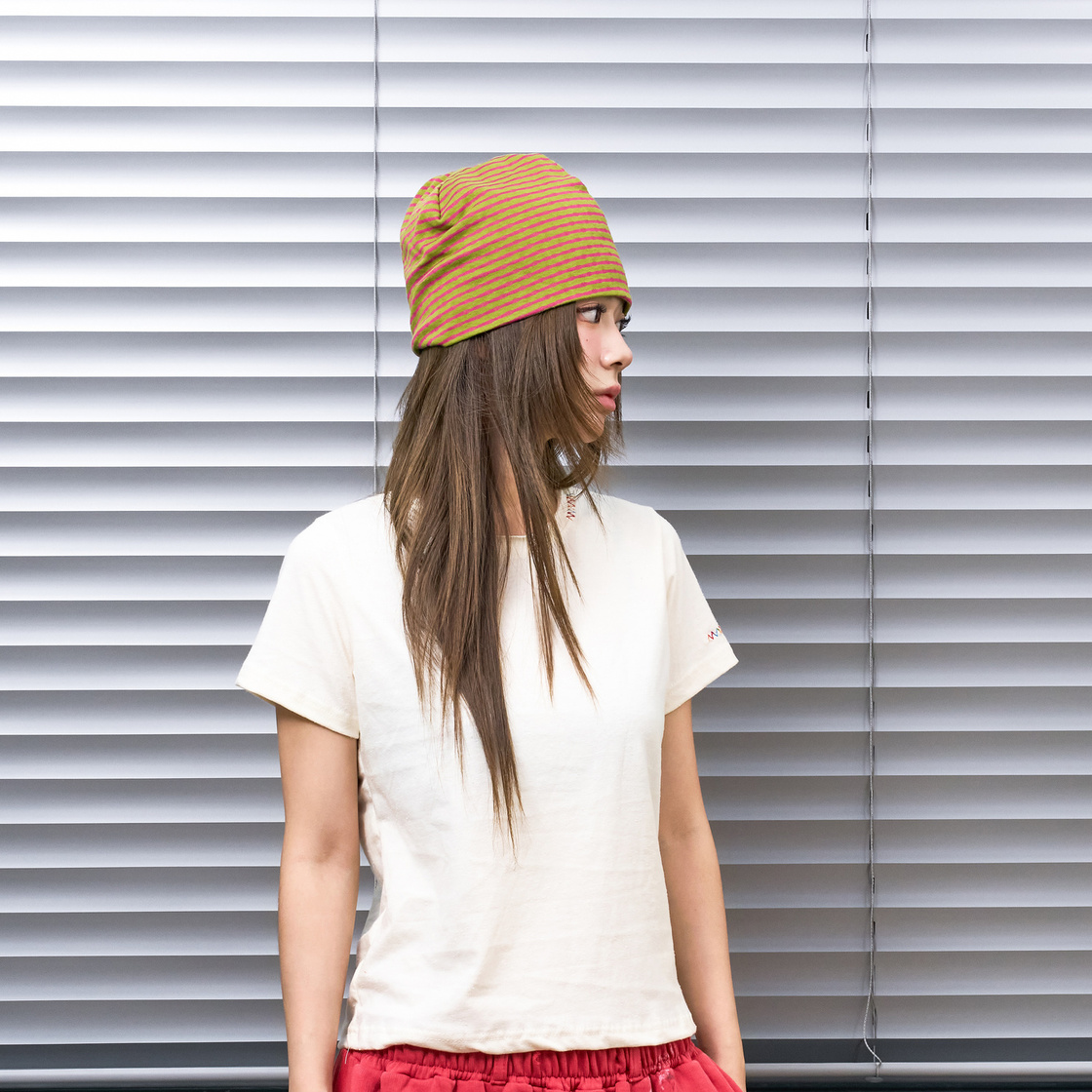 낫뉴 nn 라벨 허니 스트라이프 비니 그린(Not New nn Label Honey Stripe Beanie Green) - 4
