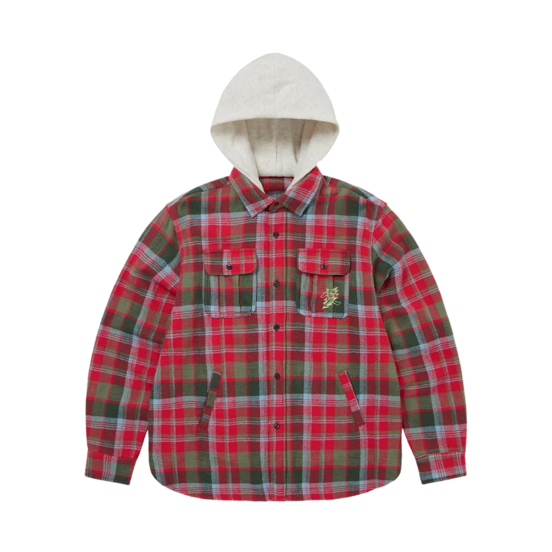 - Thisisneverthat x Grateful Dead Lightning Bear Hooded Plaid Shirt Red