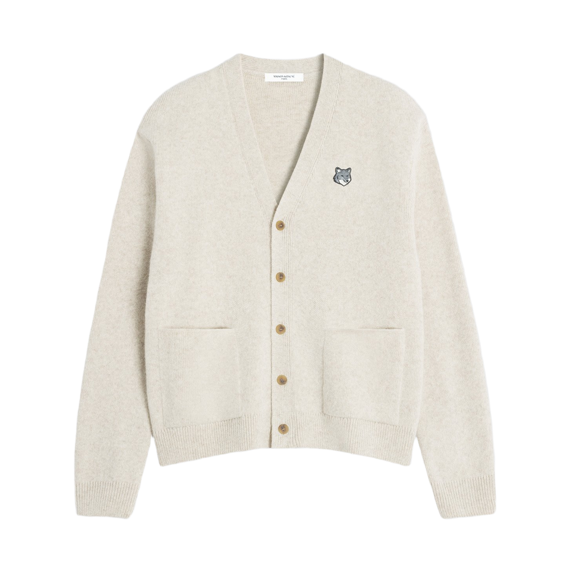 PM00510KT1180 0335 25F [15% 쿠폰] Maison Kitsune Fox Head Milano Lambswool Cardigan Tan Beige