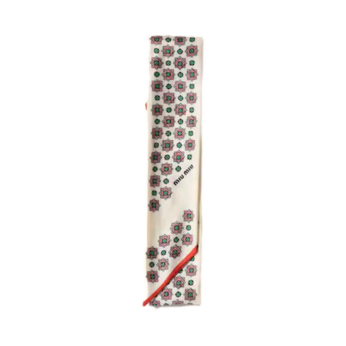 5FF008-2G9L-F05NV Miu Miu Printed Twill Scarf Pollen Cherry