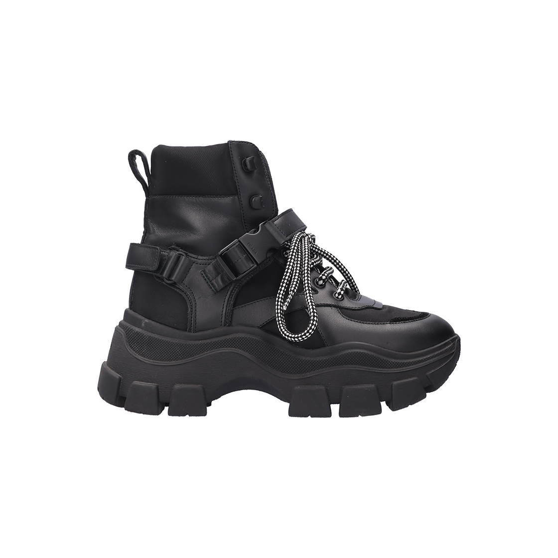 ITQSJBR7UWIJ Prada Pegasus High-Top Sneakers Boots Leather Black