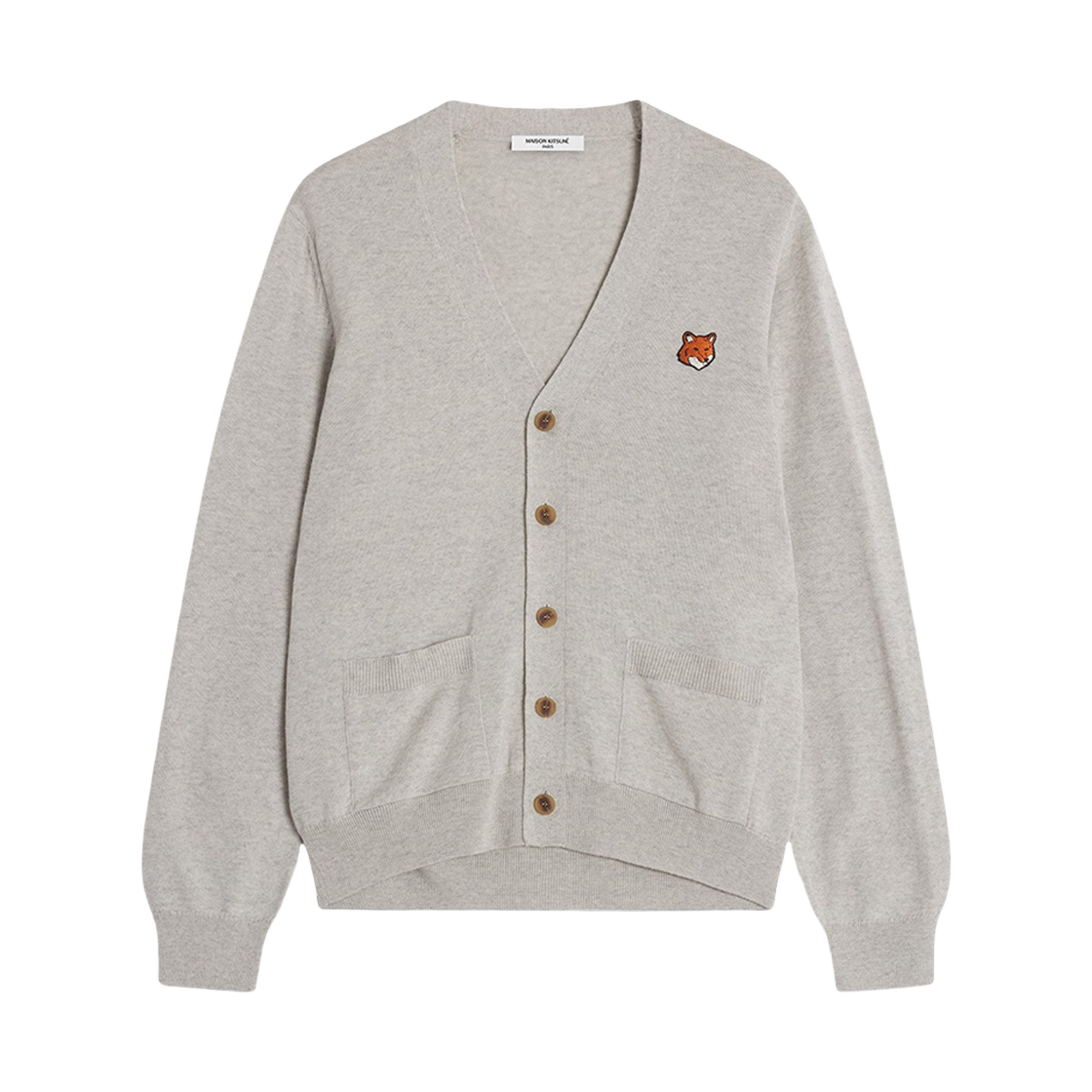 PM00501KT1181 H120 26S [15% 쿠폰] Maison Kitsune Fox Head Merino Regular Cardigan Light Grey Melange