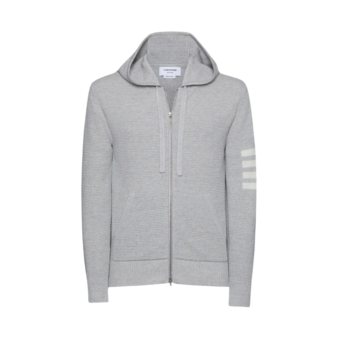 MKT015A Y6011 065 25S [15% 쿠폰] Thom Browne Linen Cotton 4-Bar Relaxed Fit Hoodie Pastel Grey