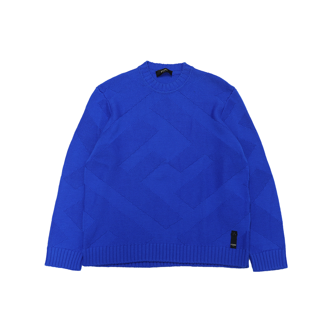 ITUT5PDNUMAJ Fendi Allover Diagonal Jacquard FF Crewneck Knit Cobalt Blue