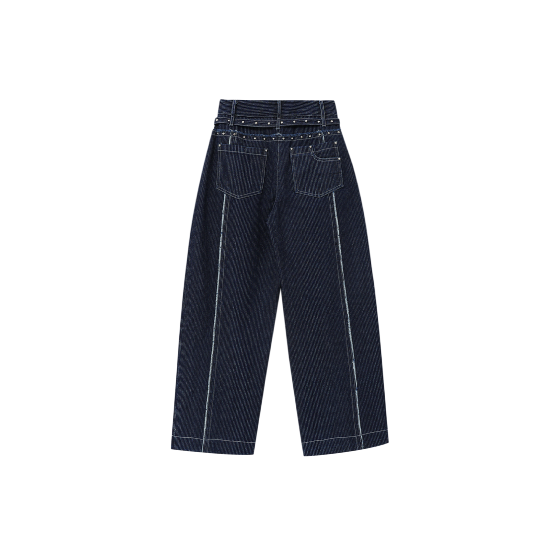 제뉴즈 스터드 벨트 스트랩 데님 팬츠 - 블루(Znuz Stud Belt Stripe Denim Pants - Blue) - 2