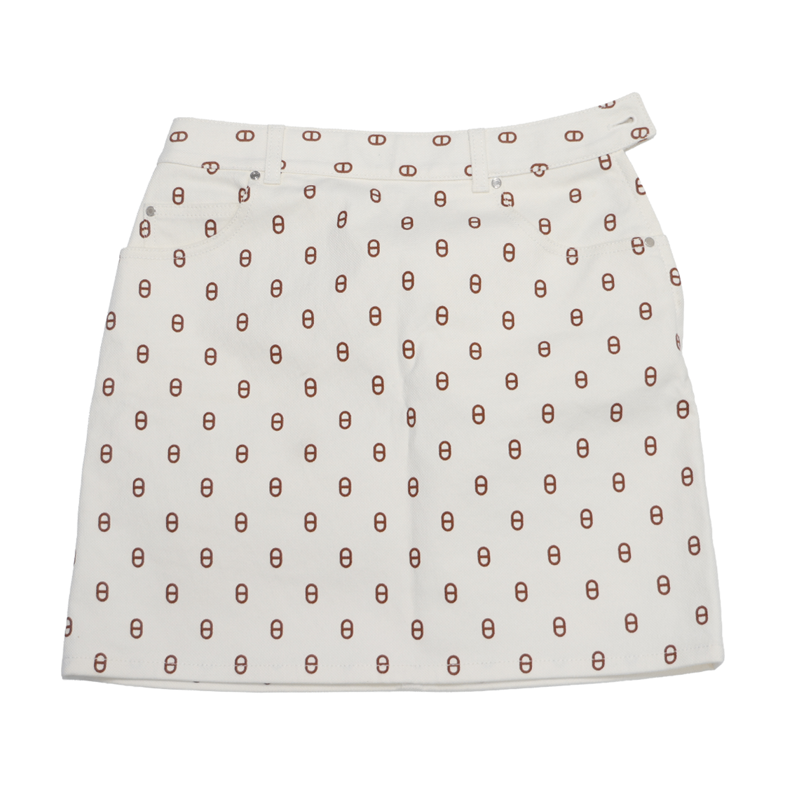ITUKG2GUT2MI Hermes Chandal Skirt Cotton White
