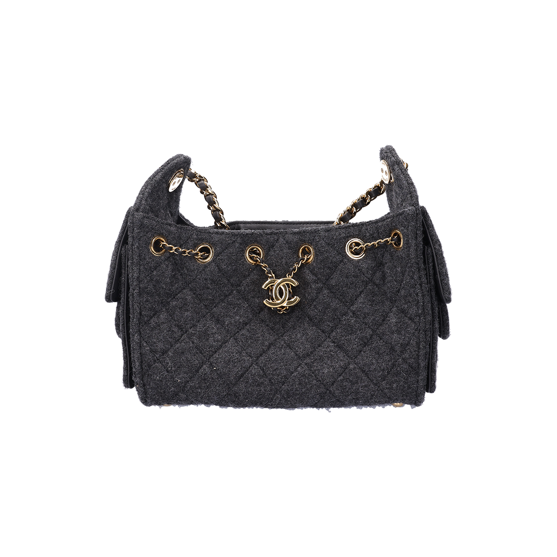 ITJ7EGMR2H23 Chanel 25 Mini Bag Fabric & Charcoal Gray Gold Metal