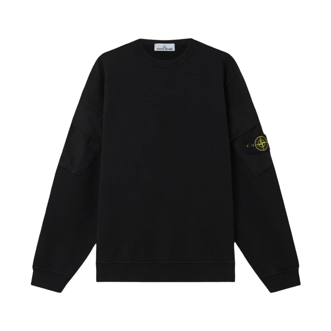 K2S156100008 S0A20 V002 [15% 쿠폰] Stone Island 6100008 Brushed Organic Cotton Fleece Regular Fit Crewneck Sweatshirt with Sleeve Pockets Black - 25FW
