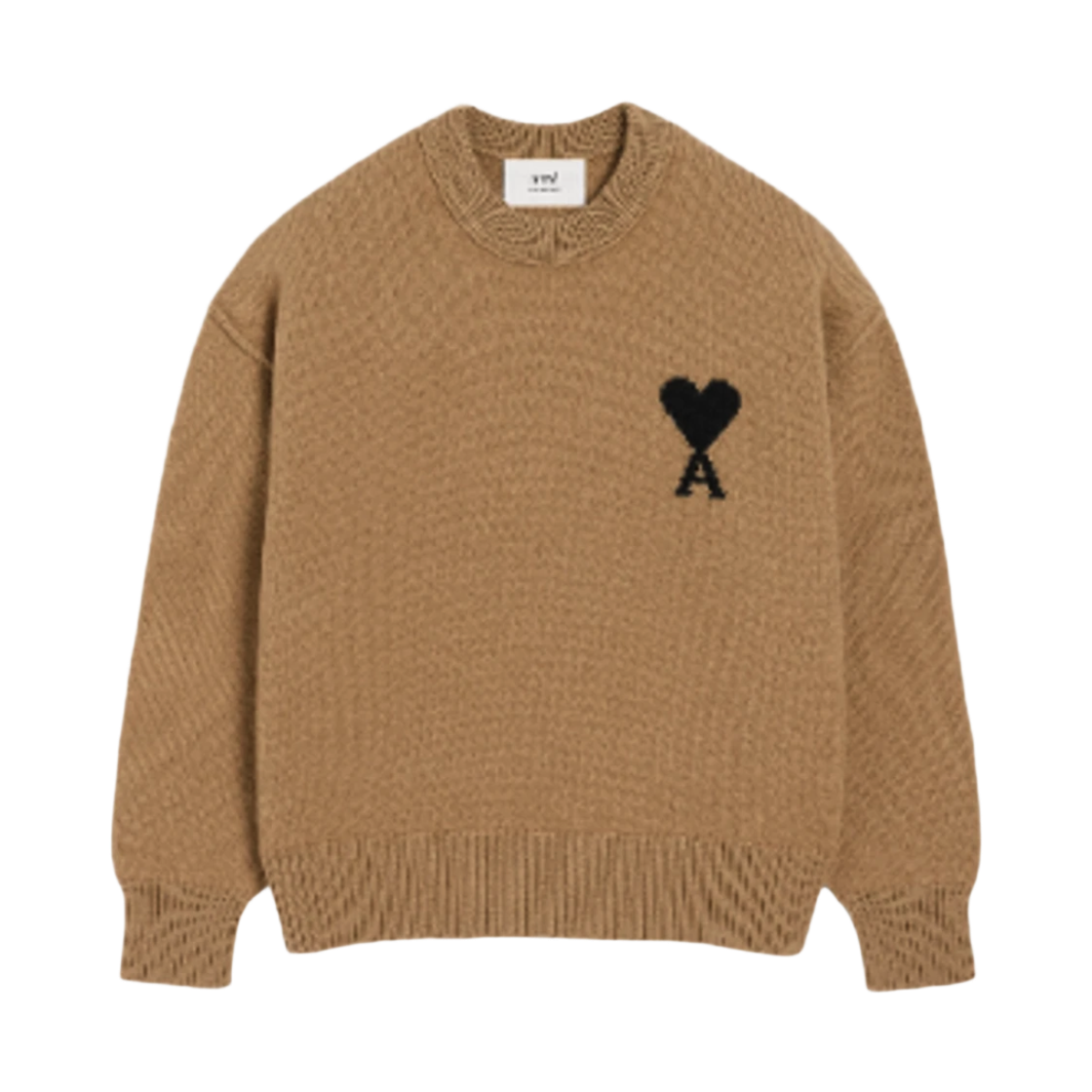 UKS838 018 288 M 25F [15% 쿠폰] AMI de Coeur Wool Crewneck Sweater Camel Black
