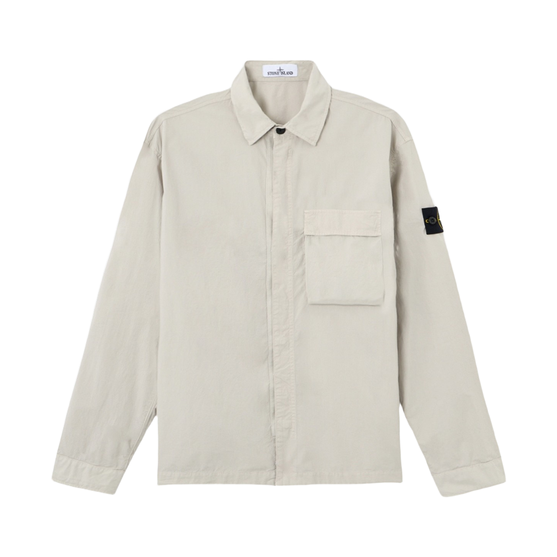 L1S151200032 S0003 V006 [15% 쿠폰] Stone Island 1200032 Stretch Cotton Tela Paracadute Comfort-Fit Overshirt with Snap Fastening Pearl Grey - 26SS