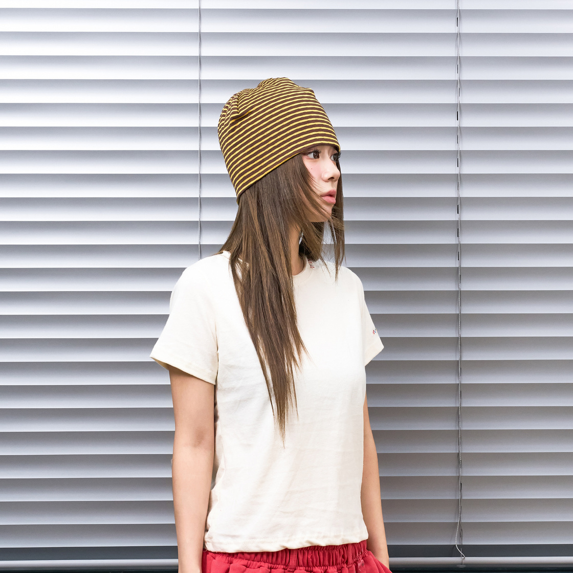 낫뉴 nn 라벨 허니 스트라이프 비니 브라운(Not New nn Label Honey Stripe Beanie Brown) - 4