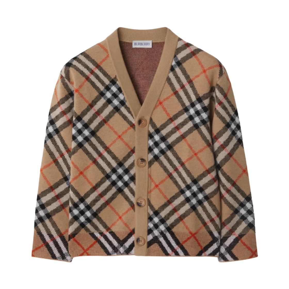 8104300 SAND 25S [15% 쿠폰] (Kids) Burberry Check Wool Cardigan Sand