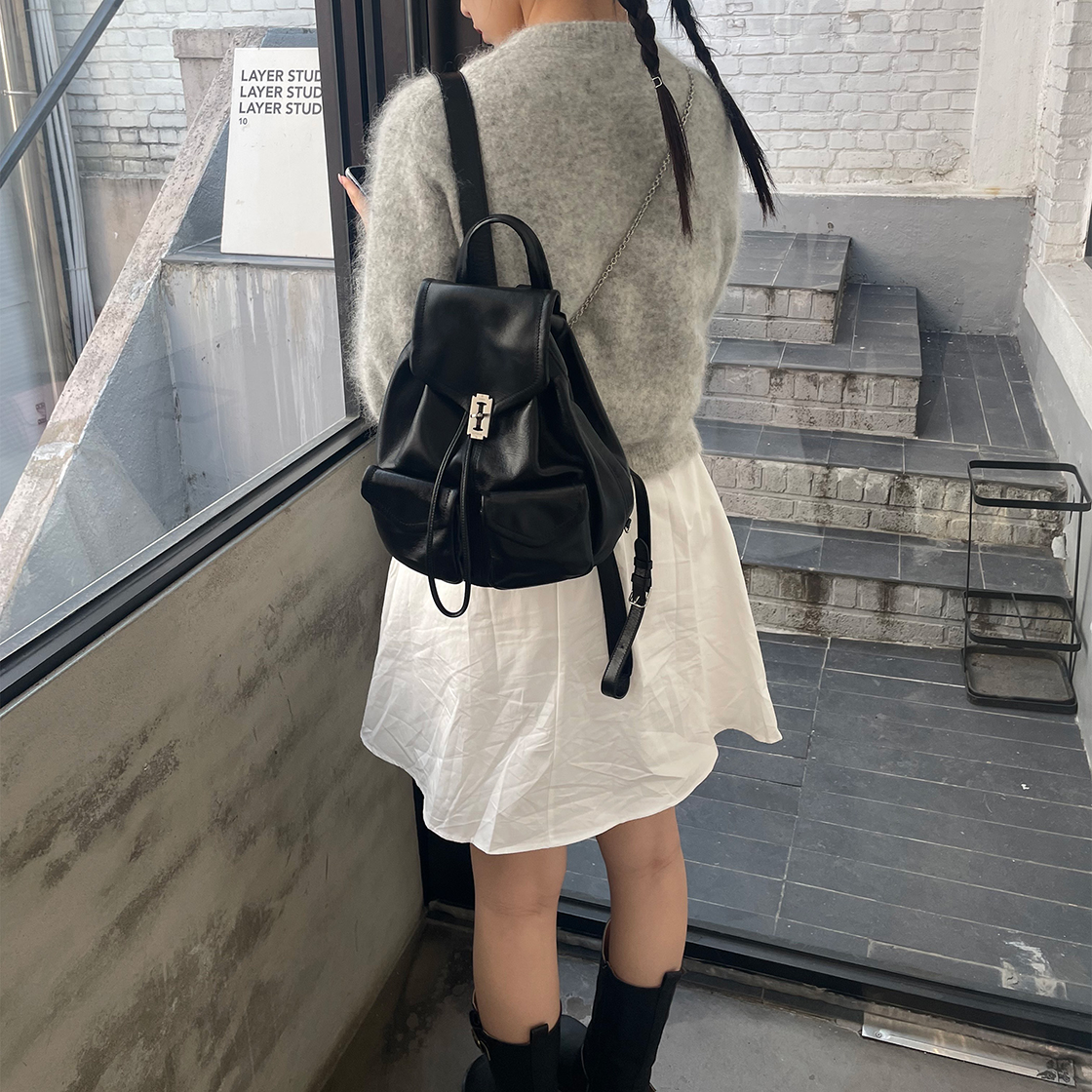 분크 오캄 두 더블 포켓 백팩 미듐 블랙(vunque Occam Doux Double pocket Backpack M Black) - 2