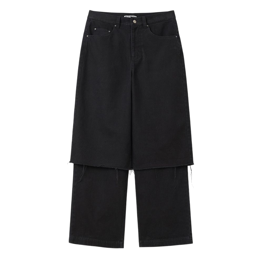 ML1006WBK milloarchive Double Length Layerd Pants Washed Black