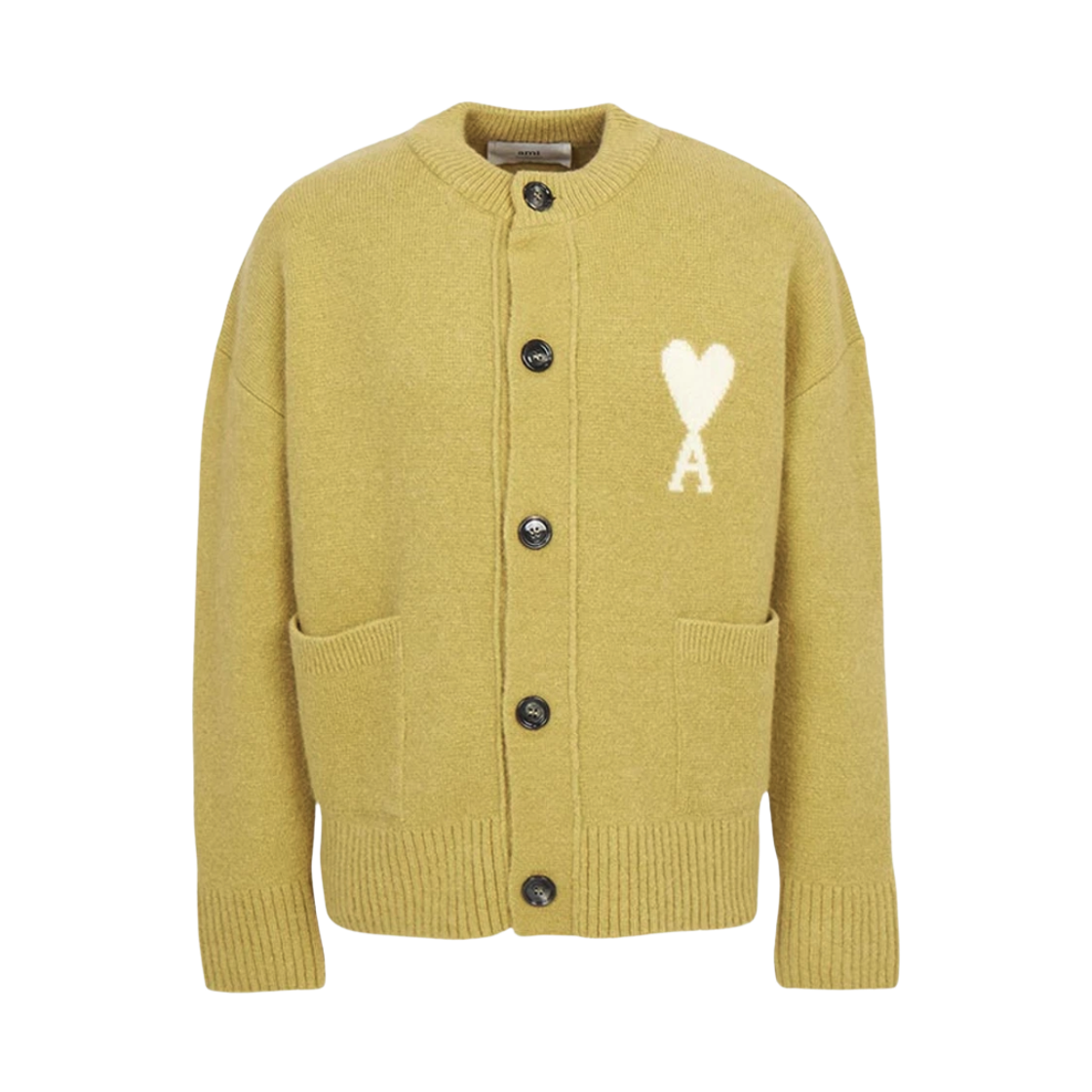 UKC366 KN0135 3993 M 25 [15% 쿠폰] AMI de Coeur Cardigan in Alpaca Knit Lime Green Off White