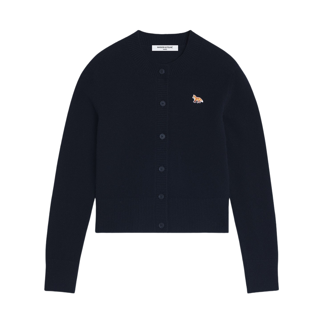 PW00506KT1006 P199 25F [15% 쿠폰] (W) Maison Kitsune Baby Fox Lambswool Fitted Cardigan Black