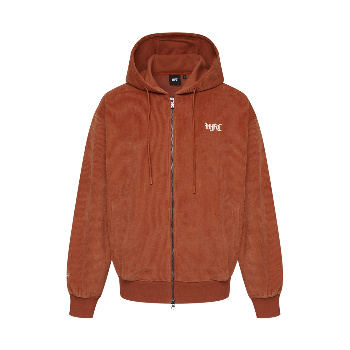 유에프씨 스포츠 고딕 옥타곤 오버핏 후드 집업 웜 브라운(UFC SPORT Gothic Octagon Oversized Fit Hoodie Zip-Up Warm Brown)