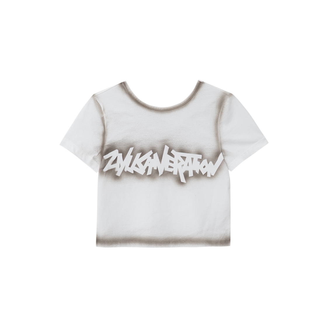 Z26R-WTS21-WH Znuz Reverze Spray Logo Crop Top - White
