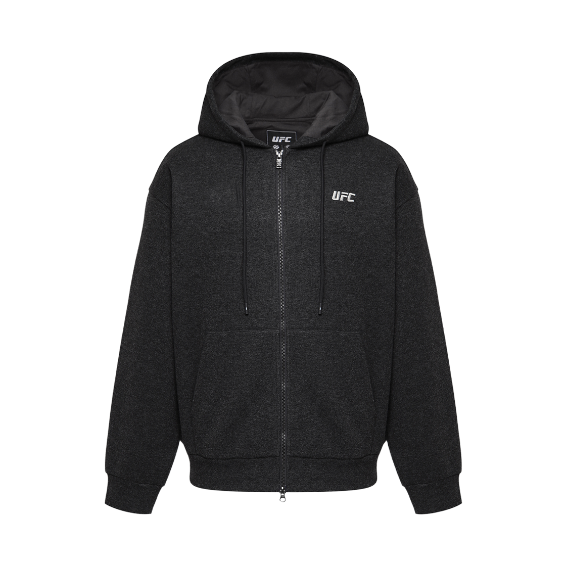 유에프씨 스포츠 엠블럼 오버핏 후드 집업 차콜(UFC SPORT Emblem Oversized Fit Hoodie Zip-Up Charcoal) - 1