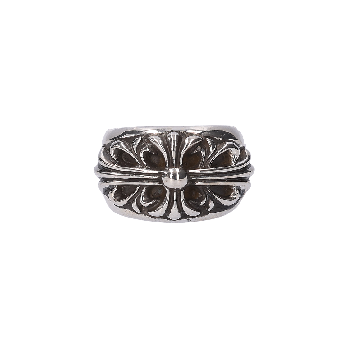 IT7AOKV5886O Chrome Hearts Double Floral Cross Ring Sterling Silver