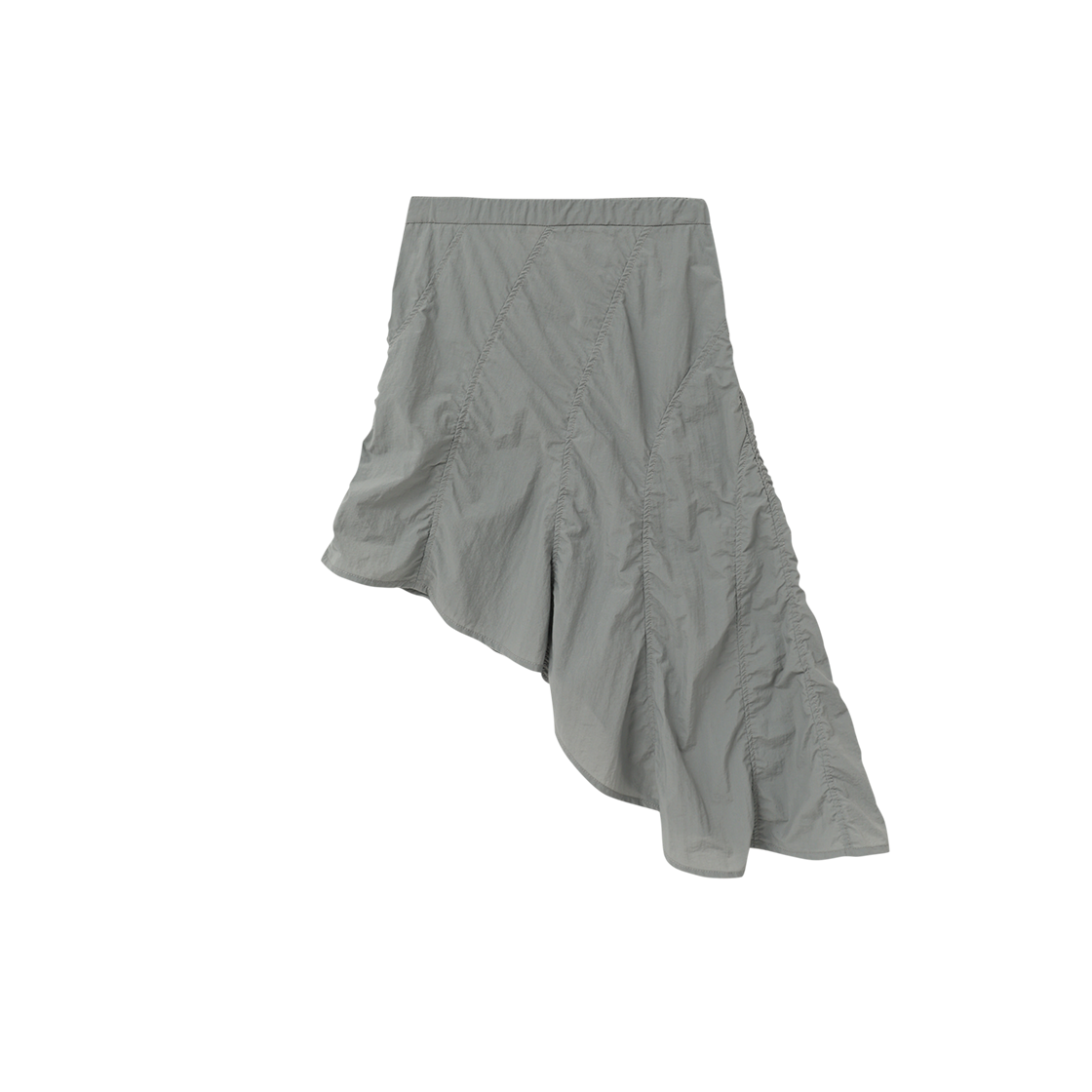 제뉴즈 레이스업 언발란스 웨이브 퍼커링 스커트 - 라이트 그레이(Znuz Lace-Up Unbalance Wave Puckering Skirt - L/Grey) - 2