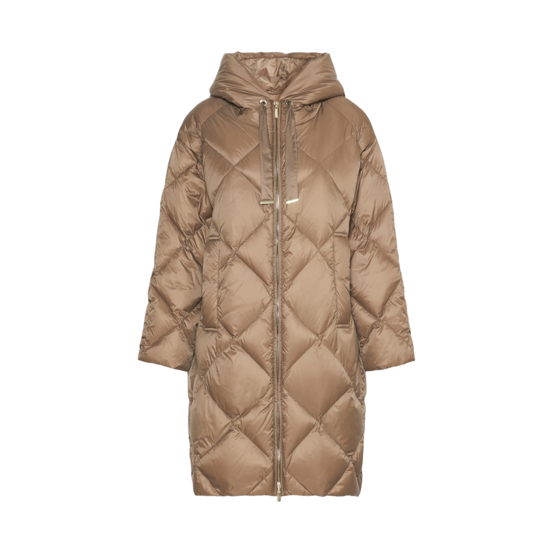 (W) 막스마라 더 큐브 트레페 후드 미디 퍼퍼 자켓 카멜((W) Max Mara The Cube Trefe Hooded Midi Puffer Jacket Camel)