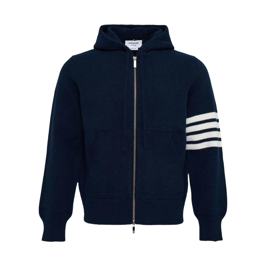 MKT022A Y1029 415 26S [15% 쿠폰] Thom Browne Hector Intarsia Merino Zip Up Hoodie Navy