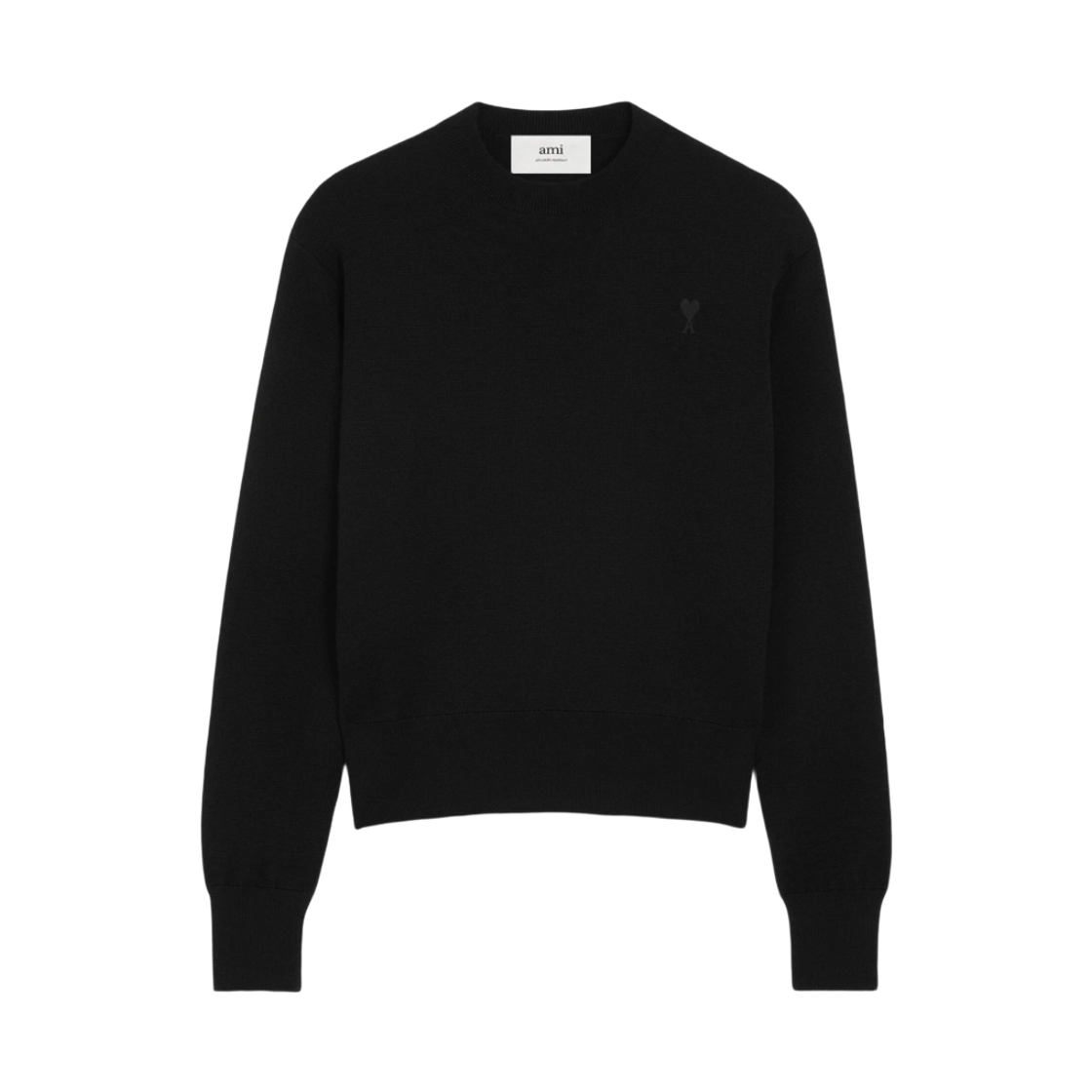HKS826 001 0180 M 25F [15% 쿠폰] AMI Black Wool Ami De Coeur Crewneck Sweater Black Black