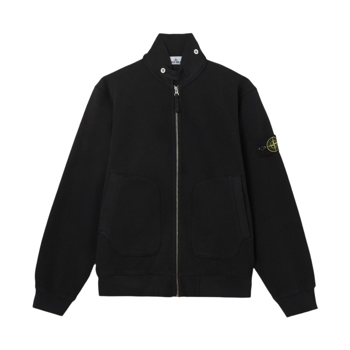 L1S156100014 S0297 V002 [15% 쿠폰] Stone Island 6100014 Mesh StiTCh Organic Cotton Fleece Comfort Fit Track Jacket with Pockets Black - 26SS