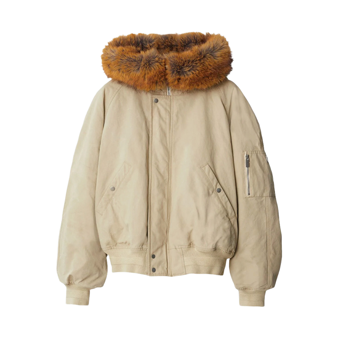 8091471 PLASTER 24F [15% 쿠폰] Burberry Faux Fur Trim Cotton Bomber Jacket Cream