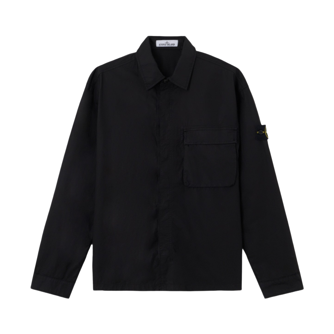 L1S151200032 S0003 V002 [15% 쿠폰] Stone Island 1200032 Stretch Cotton Tela Paracadute Comfort-Fit Overshirt with Snap Fastening Black - 26SS