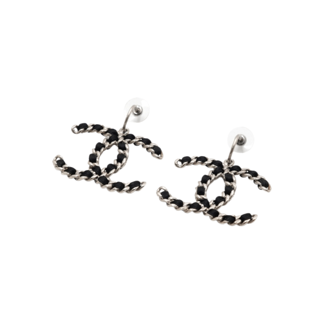 IT56HT5UQVBF Chanel Silver CC Logo Drop Piercing Earrings