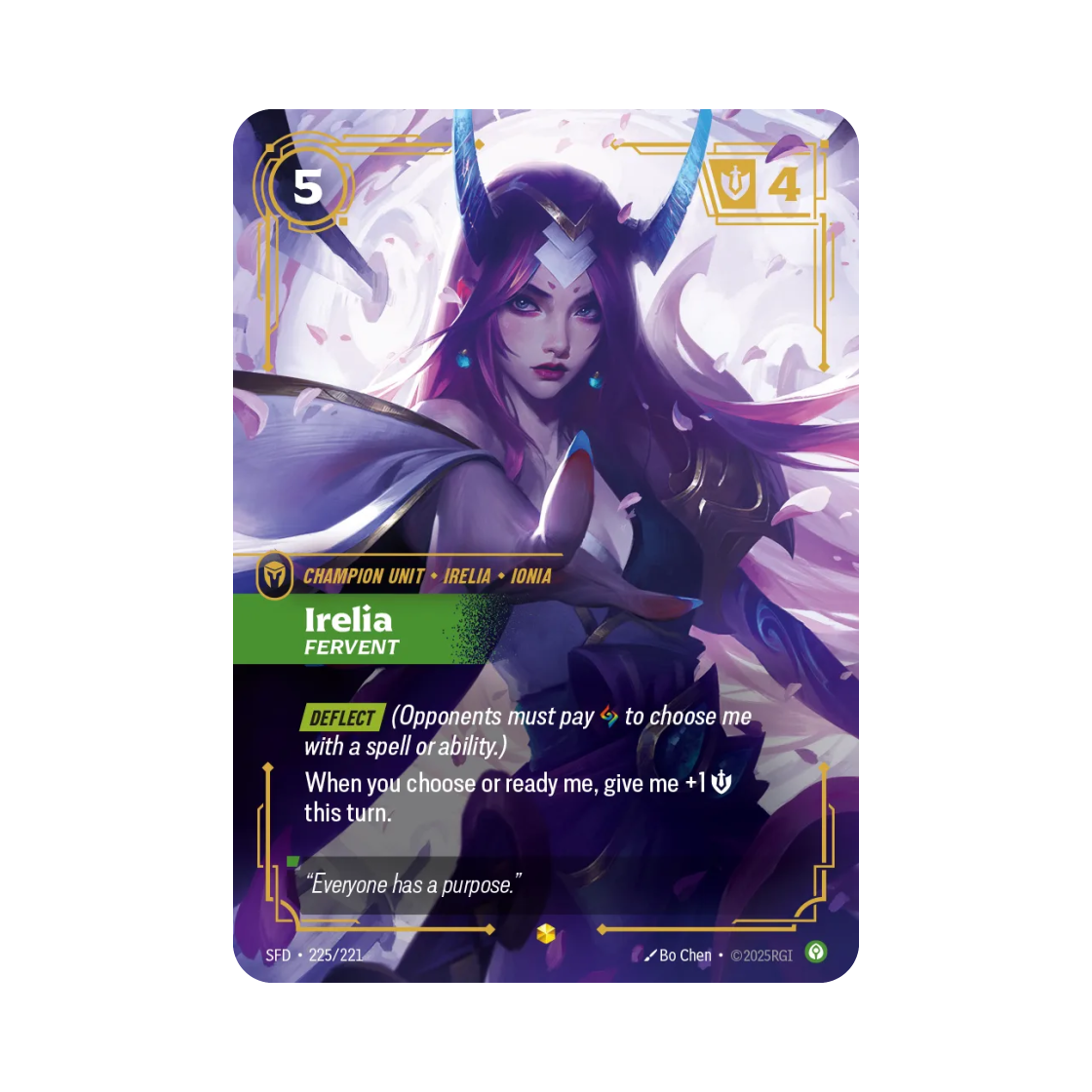 SFD-225-221-F Riftbound Irelia Fervent S O Foil Spiritforged (English Ver.)