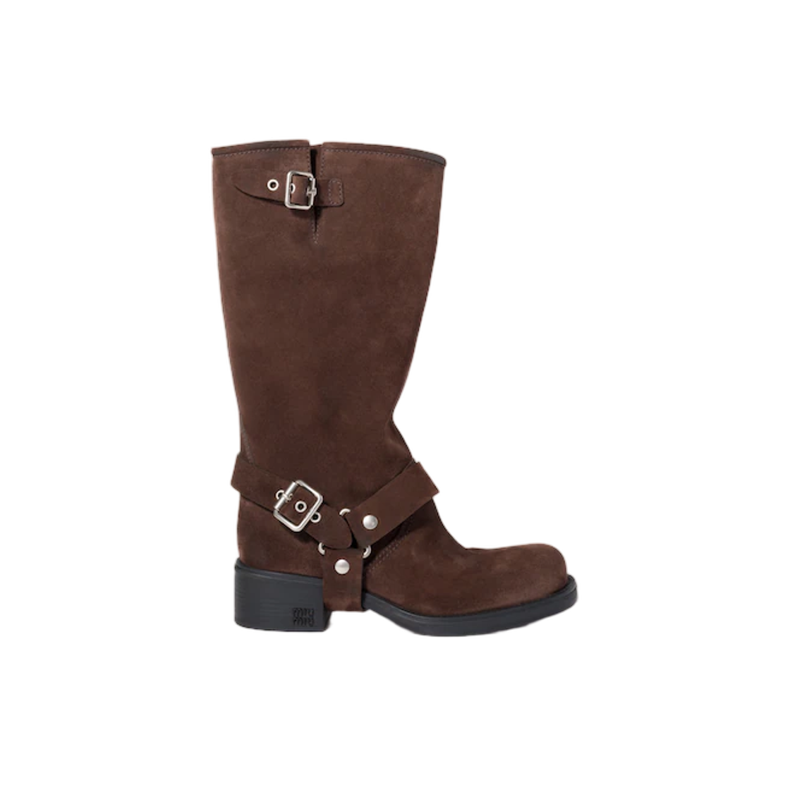 5W828E-0B2-F0003 (W) Miu Miu Suede Boots Dark Brown