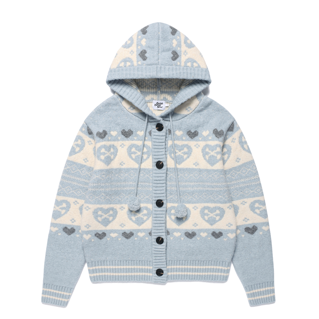 CV2GFUK680ABL CAVISH Skull Heart Nordic Knit Cardigan Blue