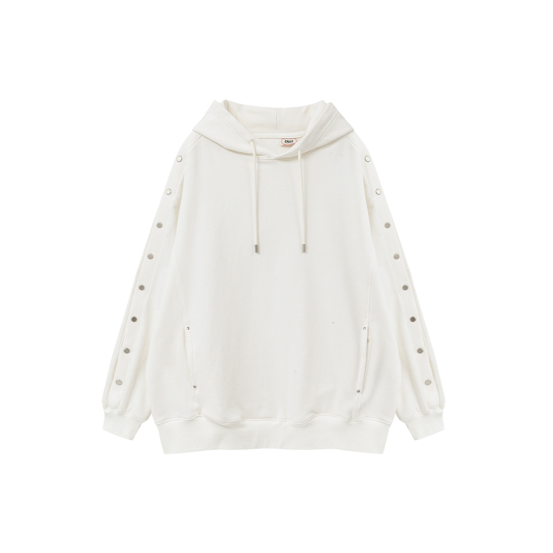 Z26S-WHD03-WH Znuz Stud Side Button Hoodie - White
