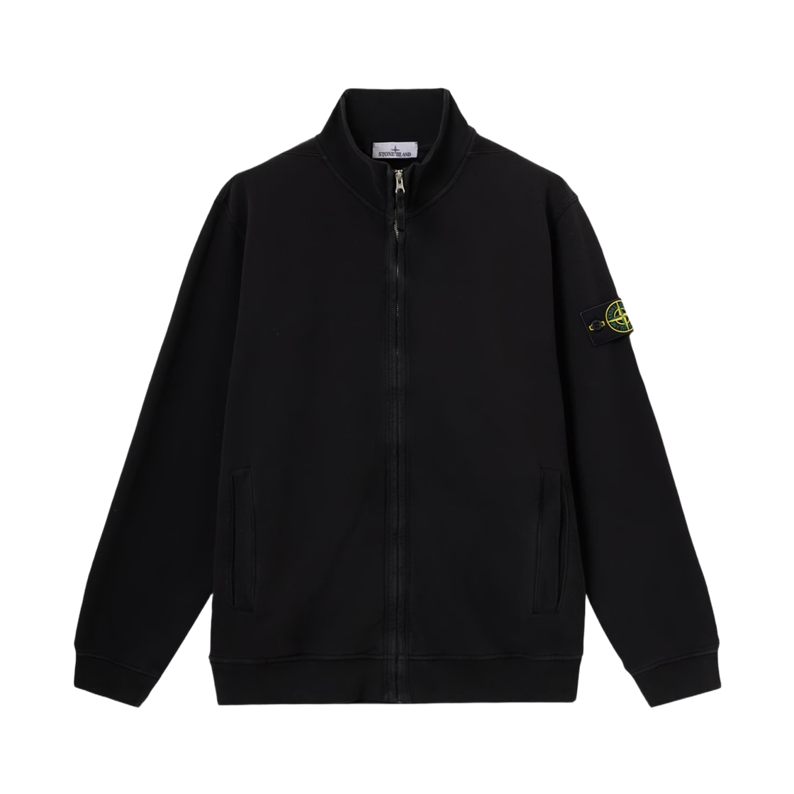 L2S1561000-66S0A20-V0029 Stone Island 6100066 Brushed Organic Cotton Fleece Regular Fit Track Jacket with Ribbed Inserts Black - 26FW