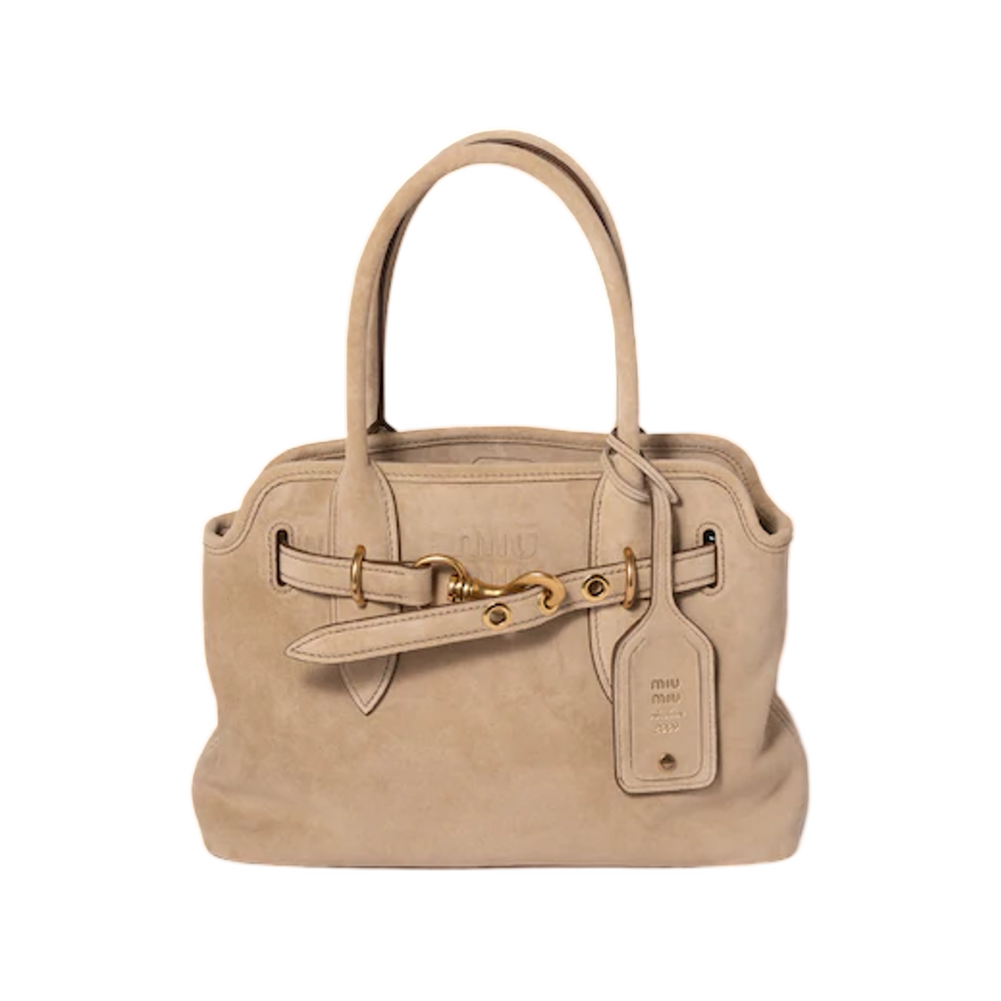 5BA292-2CSS-F0379 Miu Miu Aventure Suede Handbag Ecru