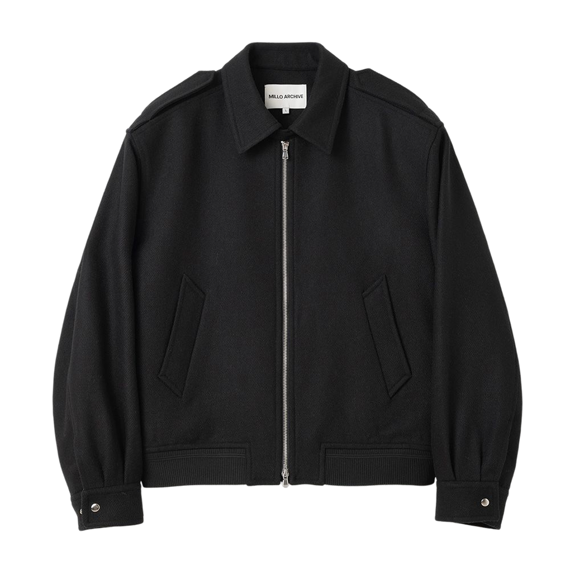 밀로 아카이브 베이크 울 블렌드 블루종 블랙(milloarchive Bake Wool Blend Bluson Black)
