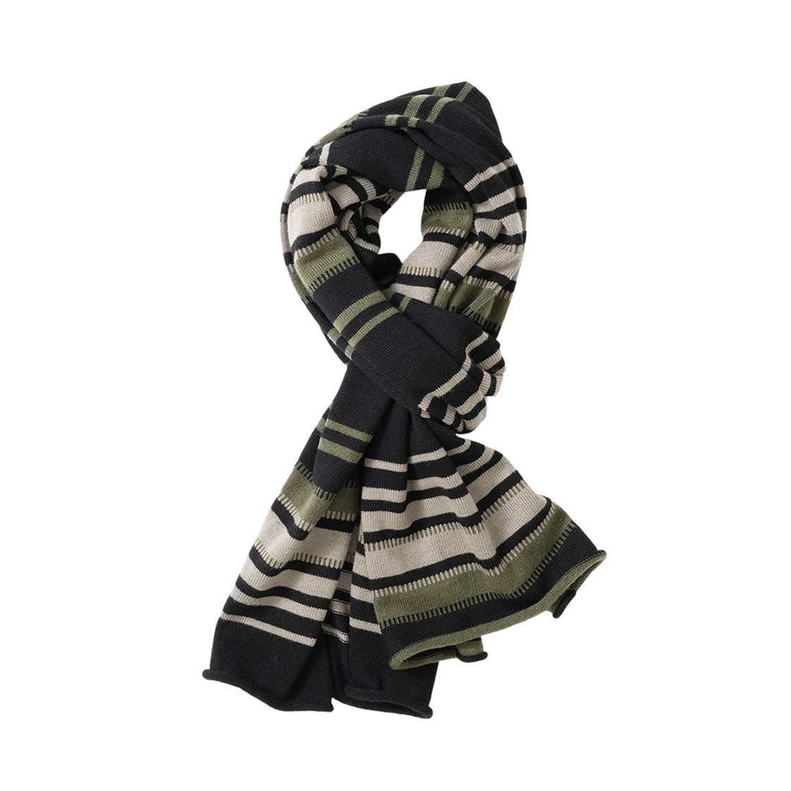 밀로 아카이브 케이던스 스트라이프 머플러 멀티 블랙(milloarchive Cadence Stripe Muffler Multi Black)