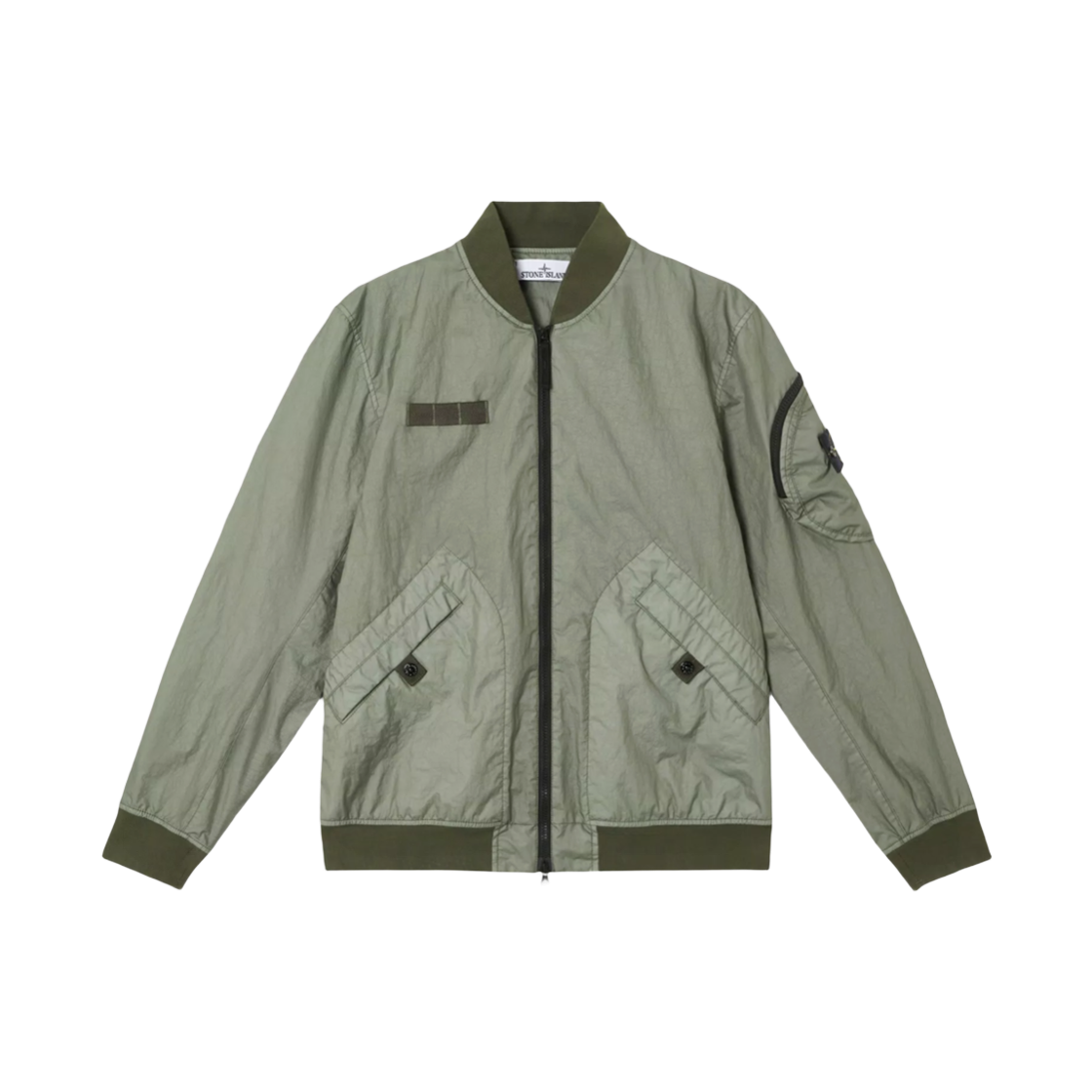 K1S154100004 S0A21 V005 [15% 쿠폰] Stone Island 4100004 Membrana 3L TC Breathable and Water-Resistant Bomber Jacket with Zipper Sage Green - 25SS