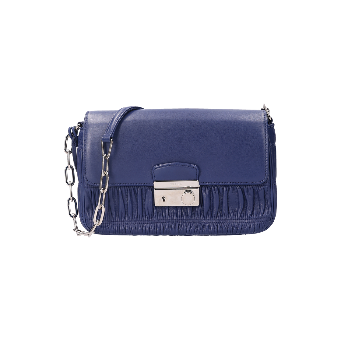 ITMH8RPJCN3H Prada Gaufre Chain Flap Shoulder Bag Napa Blue