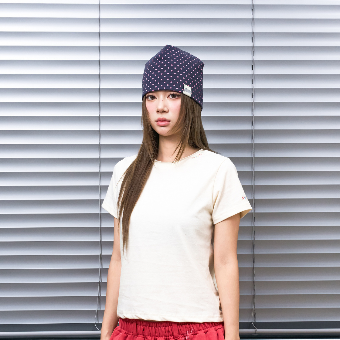 낫뉴 nn 라벨 허니 도트 비니 네이비(Not New nn Label Honey Dot Beanie Navy) - 4