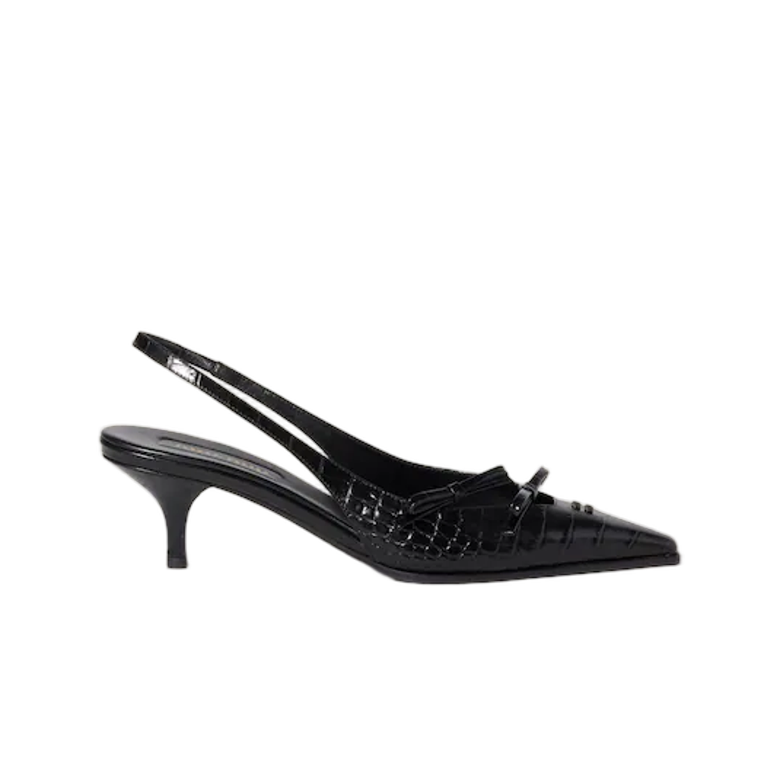 5I847E-1U5-F0002 (W) Miu Miu Crocodile Embossed Calfskin Slingback Pumps Black