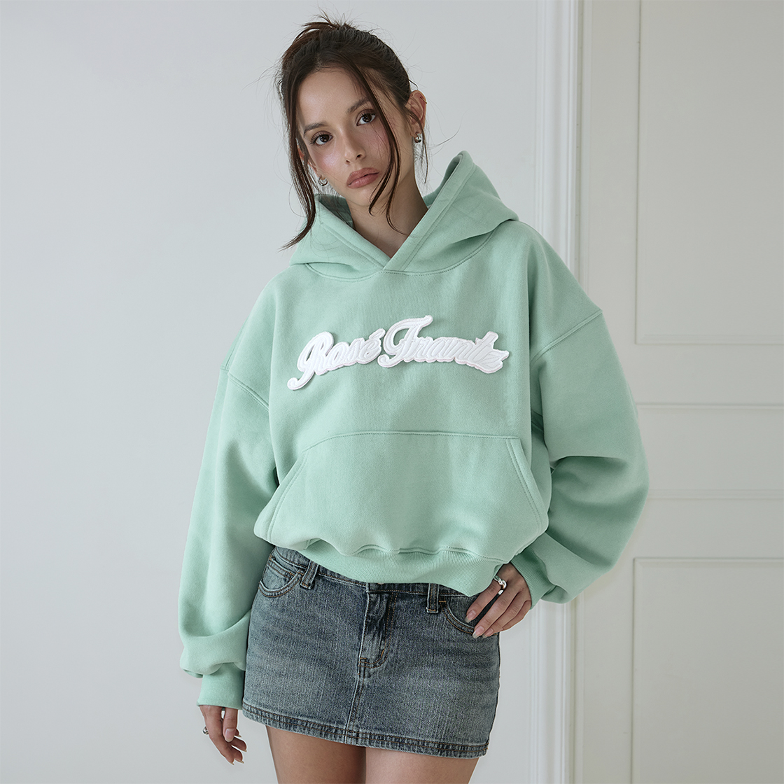 로제프란츠 기모 아플리케 후디 [민트](Rosefrantz Brushed Fleece Applique Hoodie [Mint]) - 2
